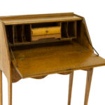 Antique Tiger Oak Writing Desk with Serpentine Drawer Front - Image 5