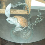 JOSEPH QUILLAN “Her Island Embraced” Bronze Turtle Table with Glass Top - Image 3