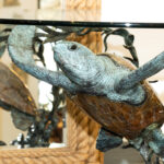 JOSEPH QUILLAN “Her Island Embraced” Bronze Turtle Table with Glass Top - Image 2