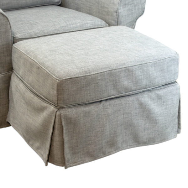 POTTERY BARN Slipcovered Swivel Rocker with Ottoman - Image 4