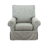 POTTERY BARN Slipcovered Swivel Rocker with Ottoman - Image 5