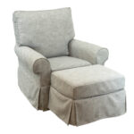 POTTERY BARN Slipcovered Swivel Rocker with Ottoman