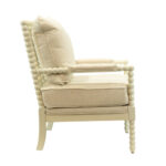 Off-White Spindle Chair with Natural Linen-Weave Upholstery - Image 6