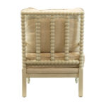 Off-White Spindle Chair with Natural Linen-Weave Upholstery - Image 7