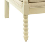 Off-White Spindle Chair with Natural Linen-Weave Upholstery - Image 5