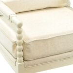 Off-White Spindle Chair with Natural Linen-Weave Upholstery - Image 4