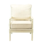 Off-White Spindle Chair with Natural Linen-Weave Upholstery