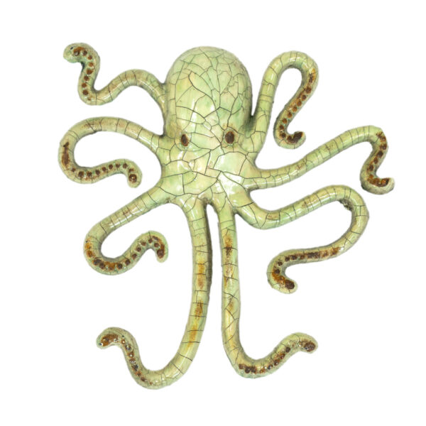 Painted Metal Octopus Wall Decor - Image 1