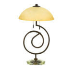 Curled Iron Table Lamp with Glass Dome Shade