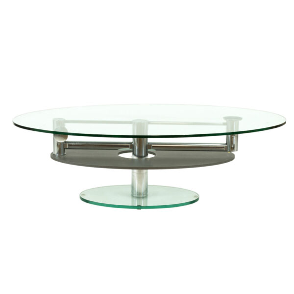 Contemporary Hydraulic Adjustable Coffee Table with Glass Top - Image 1