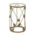 Glass Top Side Table on Metal Base with Arrows