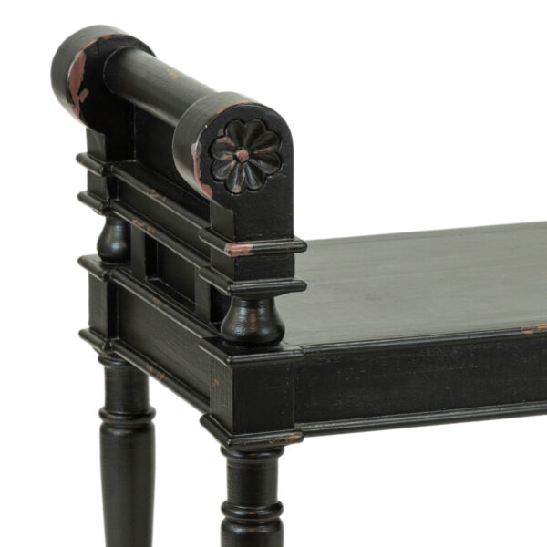 Wood Bench with Diamond and Rosette Details - Image 3