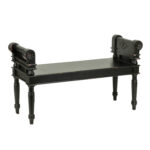 Wood Bench with Diamond and Rosette Details - Image 2
