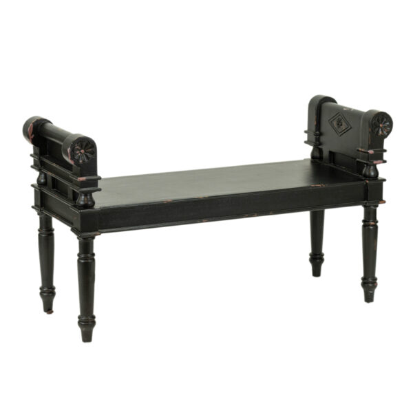 Wood Bench with Diamond and Rosette Details - Image 2
