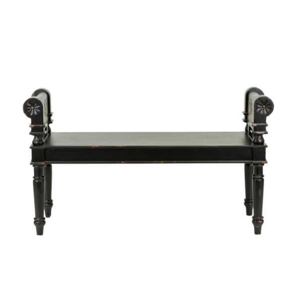 Wood Bench with Diamond and Rosette Details - Image 1