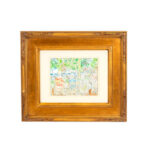 Vintage Original Watercolor and Pencil of French Park Scene