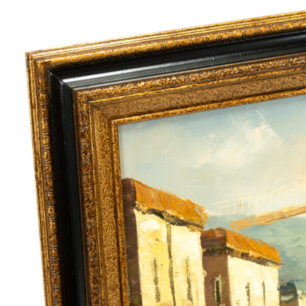 Original Oil of Cityscape with Ocean View - Image 2