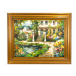 Original Oil on Canvas of Courtyard Scene
