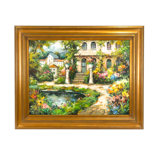 Original Oil on Canvas of Courtyard Scene - Image 1