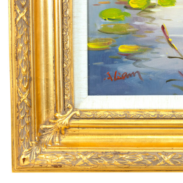 Original Oil on Canvas of Pond with Iris - Image 3