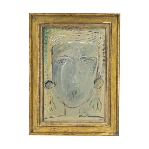 Original Acrylic Portrait on Board of Woman with Pigtails - Image 1