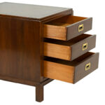 ETHAN ALLEN Campaign Style Three Drawer Chairside Chest - Image 4
