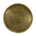 Large Vintage Etched Brass Tray with Pie Cust Edge