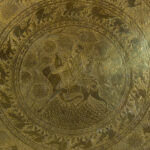 Large Vintage Etched Brass Tray with Pie Cust Edge - Image 2