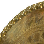Large Vintage Etched Brass Tray with Pie Cust Edge - Image 3