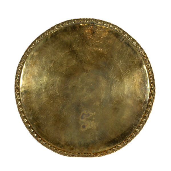 Large Vintage Etched Brass Tray with Pie Cust Edge - Image 4