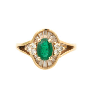 Emerald and Diamond Ring in 14 Karat Gold