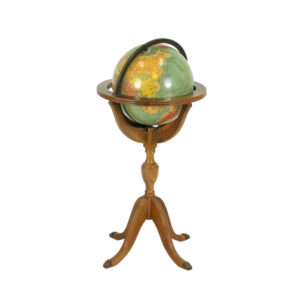 Vintage REPLOGLE Lighted Globe in Wood Stand