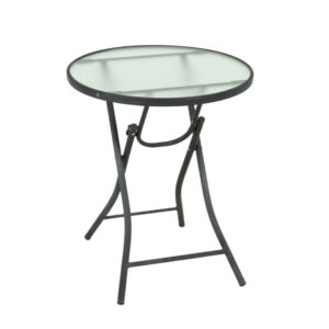 Outdoor Iron Side Table with Glass Top