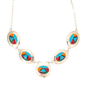 Inlay Station Necklace in Sterling Silver
