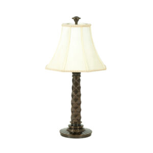 Brass Table Lamp with Diamond Patterned Column