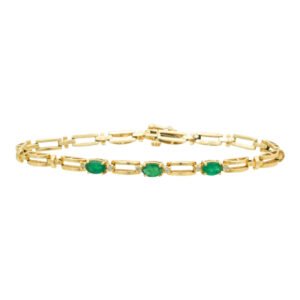 Emerald and Diamond Bracelet in 14 Karat Gold