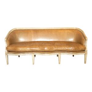 DENNIS AND LEEN French Louis XVI Style Wood Framed Leather Sofa