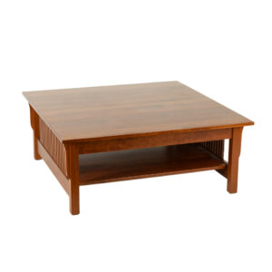 Cherry Mission Style Coffee Table with Lower Shelf