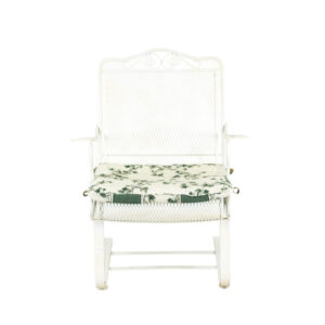 Vintage White Iron and Mesh Cantilever Spring Chair with Reversible Cushion
