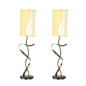 Pair of Hand Forged Spiral Table Lamps