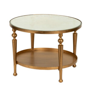 Gold End Table with Mirror Top