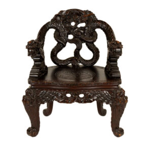 Japanese Dragon Carved Wood Throne Chair
