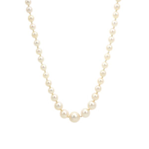 Graduated Saltwater Pearl Necklace with 14 Karat Gold Clasp
