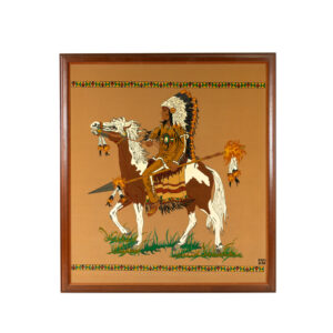 Vintage Original Painting on Velvet of Native American