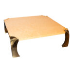 Vintage Italian Birds Eye Maple Coffee Table on Brass Base
