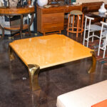 Vintage Italian Birds Eye Maple Coffee Table on Brass Base - Image 5