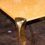 Vintage Italian Birds Eye Maple Coffee Table on Brass Base - Image 4