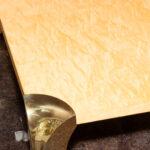 Vintage Italian Birds Eye Maple Coffee Table on Brass Base - Image 3