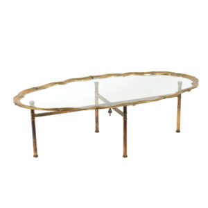 Vintage Brass Coffee Table with Glass Top