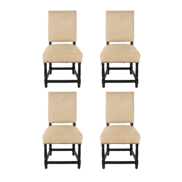 Set of 4 ARHAUS Dining Chairs in Natural Linen Upholstery - Image 1
